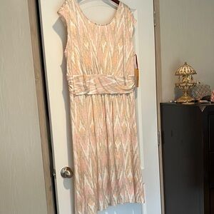 Ruby Rd. Pink and Cream Patterned Dress